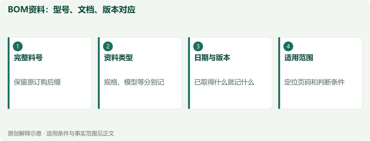 BOM资料：型号、文档、版本对应