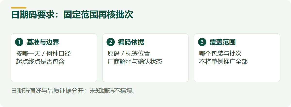 日期码要求:固定范围再核批次